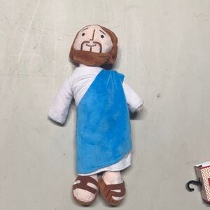 Plush Jesus Toy in White and Blue